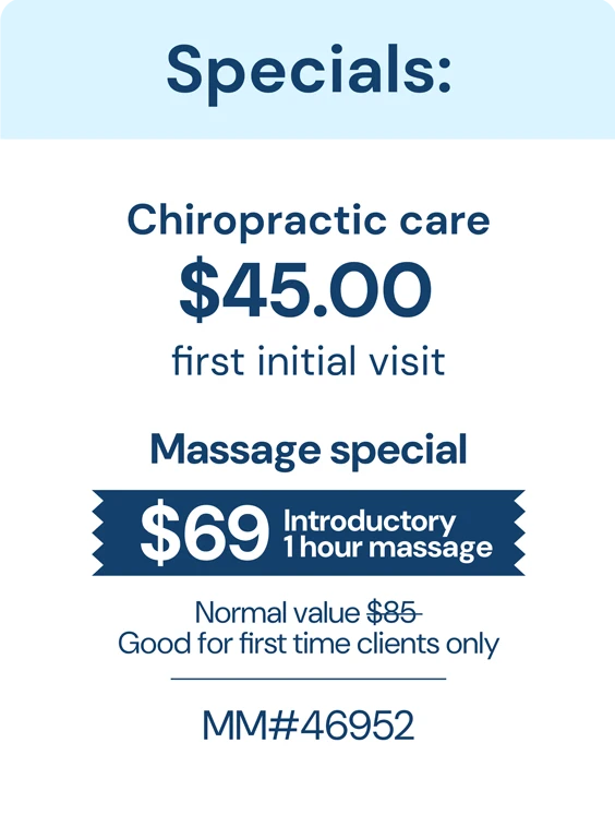 Chiropractic Ocoee FL New Patient Special October Specials offers, chiropractic care $29.99 first visit. Massage $47 for 1 hour for first time client.